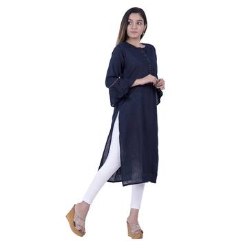 Blue embroidered cotton  ethnic-kurtis 3