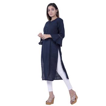 Blue embroidered cotton  ethnic-kurtis 4