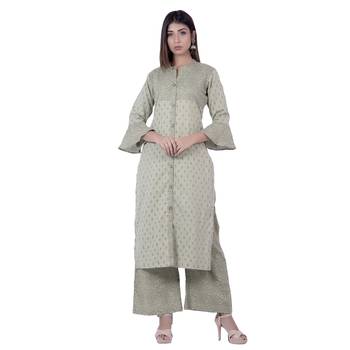 Green embroidered cotton  ethnic-kurtis 1