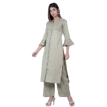 Green embroidered cotton  ethnic-kurtis 3