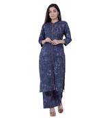 Blue embroidered cotton  ethnic-kurtis