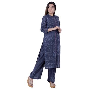 Blue embroidered cotton  ethnic-kurtis 3