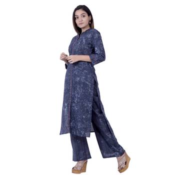 Blue embroidered cotton  ethnic-kurtis 4