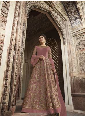 Light-pink embroidered net salwar 1