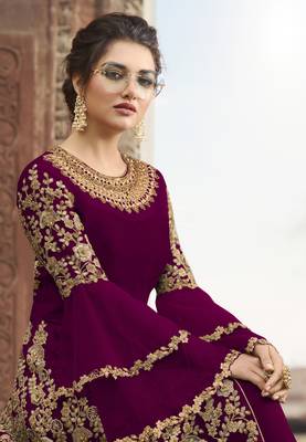 Pink embroidered net salwar 2