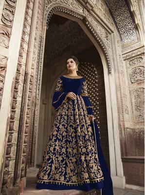 Blue embroidered net salwar 1
