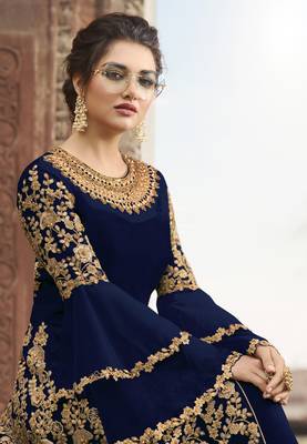 Blue embroidered net salwar 2