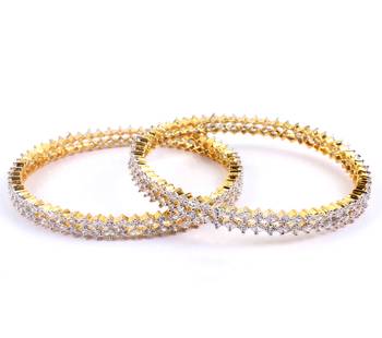 Attractive Gold Plated 2 Line Bangles With  Stone Setting 1
