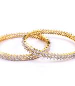 Attractive Gold Plated 2 Line Bangles With  Stone Setting