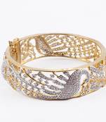 Glamourous  Stones Mayura Pattern Gold Plated Kada