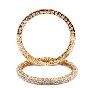 Arresting Single Line Bangles With Radial And Sideways Stone Work 1
