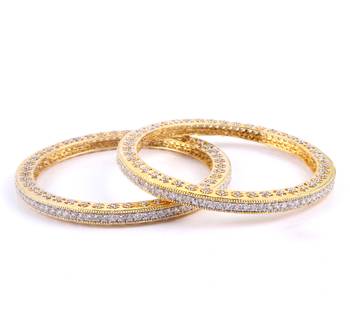 Arresting Single Line Bangles With Radial And Sideways Stone Work 2