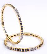 Graceful Gold Plated Bangles With Blue And  Stones