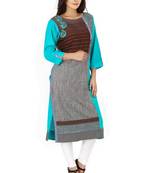 Turquoise printed Rayon stitched kurti
