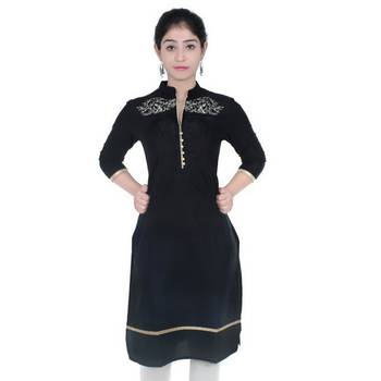black printed Cotton stitched kurti 1