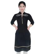 black printed Cotton stitched kurti
