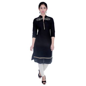 black printed Cotton stitched kurti 4