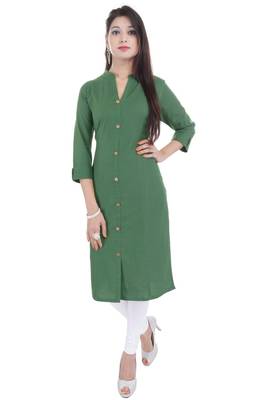 Green printed Cotton stitched kurti 1