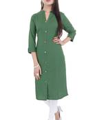 Green printed Cotton stitched kurti