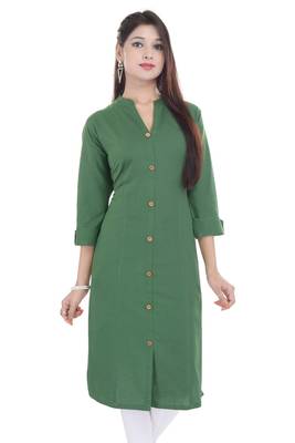 Green printed Cotton stitched kurti 4