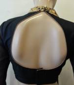 Black dupion silk highneck zari embroidered blouse