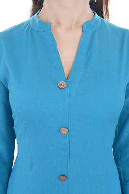 turquoise printed Cotton stitched kurti 3