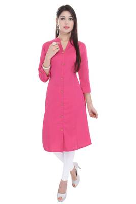 pink printed Cotton stitched kurti 1