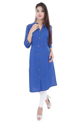 blue printed Cotton stitched kurti 1