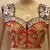 Red rawsilk and black velvette embroidered blouse