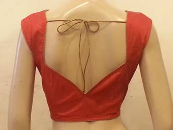 Red rawsilk and black velvette embroidered blouse 2