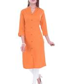 orange printed Cotton stitched kurti