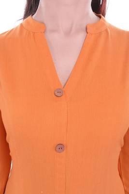 orange printed Cotton stitched kurti 3