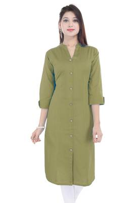 green printed Cotton stitched kurti 1