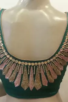 Seagreen rawsilk handwork blouse