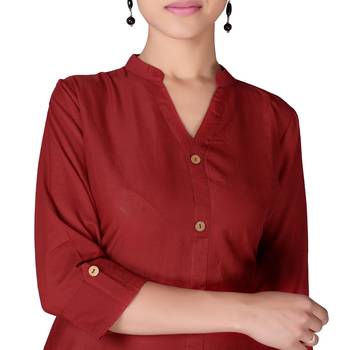 red printed Cotton stitched kurti 3