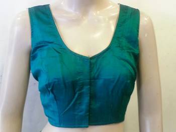 Seagreen rawsilk handwork blouse 2