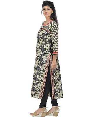 grey  printed Cotton stitched kurti 1