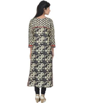 grey  printed Cotton stitched kurti 3