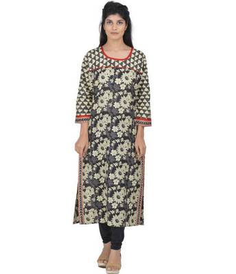 grey  printed Cotton stitched kurti 4