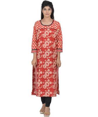 red printed Cotton stitched kurti 1