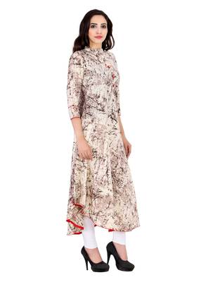 brown printed Cotton stitched kurti 1