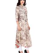 brown printed Cotton stitched kurti
