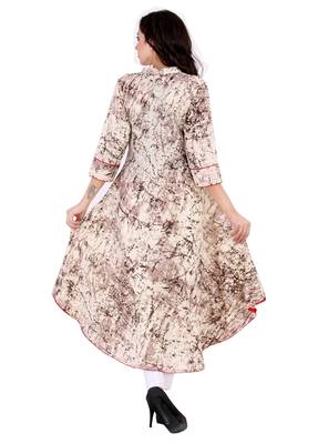 brown printed Cotton stitched kurti 2