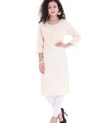 beige printed Rayon stitched kurti