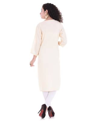beige printed Rayon stitched kurti 5