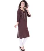 brown printed Rayon stitched kurti