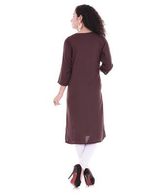 brown printed Rayon stitched kurti 2