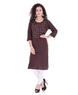 brown printed Rayon stitched kurti 3