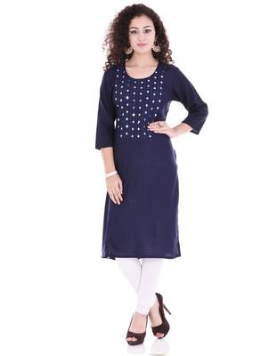blue printed Rayon stitched kurti 1