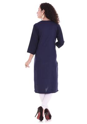 blue printed Rayon stitched kurti 3